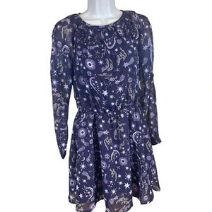Attic salt dress celestial starry sky purple women’s small witchy whimsical boho